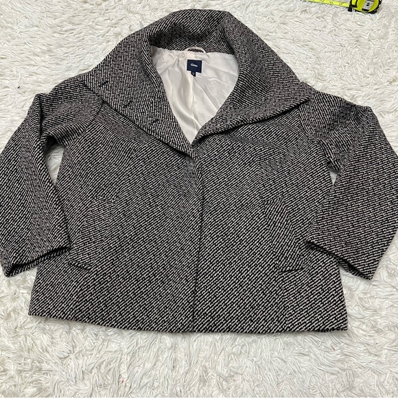 GAP Jackets & Blazers - Gap Women's Black & White Jacket Size 12 Wool Blend Cowl unworn w/ small defects